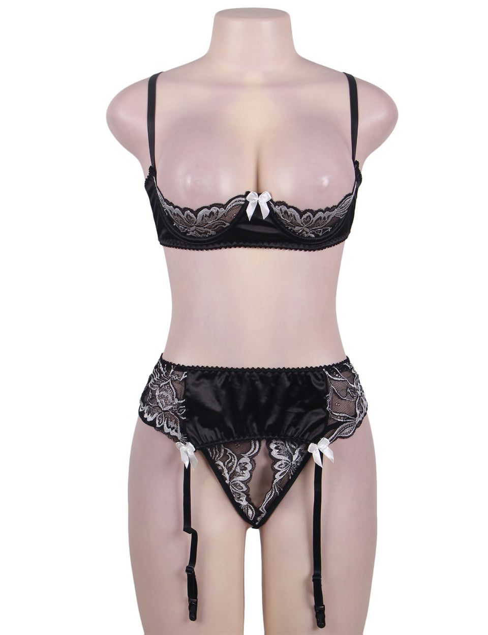 Open Bust Bra And Garter Panty Set